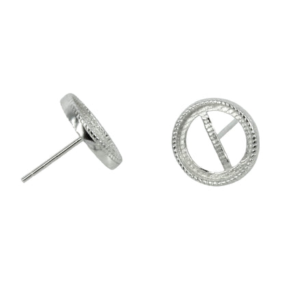 Decorative Round Ear Studs in Sterling Silver 10mm