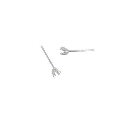 Ear Studs with Crown Mounting in Sterling Silver 2.5mm