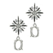 Snowflake CZ's Earring with Oval Mounting for 6x8mm Stones in Sterling Silver