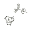 Trio of CZ's Border Stud Earrings with Round Prong Mounting in Sterling Silver for 6mm Stones
