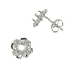 Spiral Flower CZ Border Stud Earrings with Round Prong Mounting in Sterling Silver for 4mm Stones