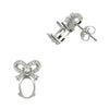 Bow CZ Topped Stud Earrings with Oval Prong Mounting in Sterling Silver for 6x8mm Stones