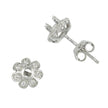 CZ Daisy Stud Earrings with Round Prong Mounting in Sterling Silver for 3mm Stones