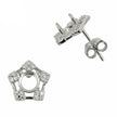 Pentagon w/CZ's Stud Earrings with Round Prong Mounting in Sterling Silver for 5mm Stones