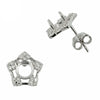 Pentagon w/CZ's Stud Earrings with Round Prong Mounting in Sterling Silver for 5mm Stones