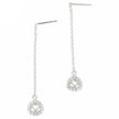 Triangle CZ Halo Dangle Earrings with Round Prong Mounting in Sterling Silver for 3mm Stones