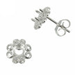 Clover Stud Earring with Round Prong Mounting in Sterling Silver for 4mm Stones