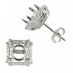 Square Stud Earrings with CZ's & Round Prong Mounting in Sterling Silver for 6mm Stones