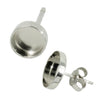 Earring Post with Round Bezel Cup in Sterling Silver