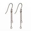 Ear Wires with Outer Ball Loop and Two Chains in Sterling Silver 7.9x37mm 23 Gauge