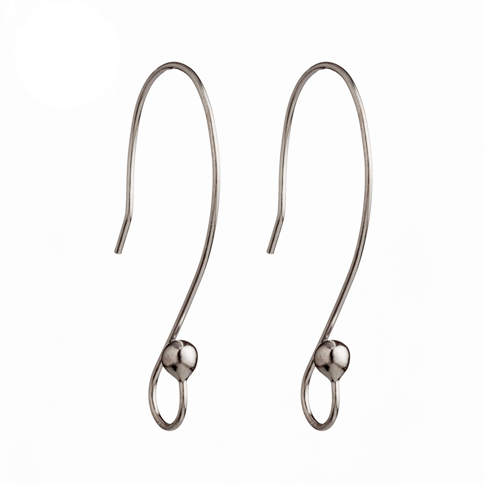 Ear Wires with Inner Ball Loop in Sterling Silver 49.7mm 22 Gauge