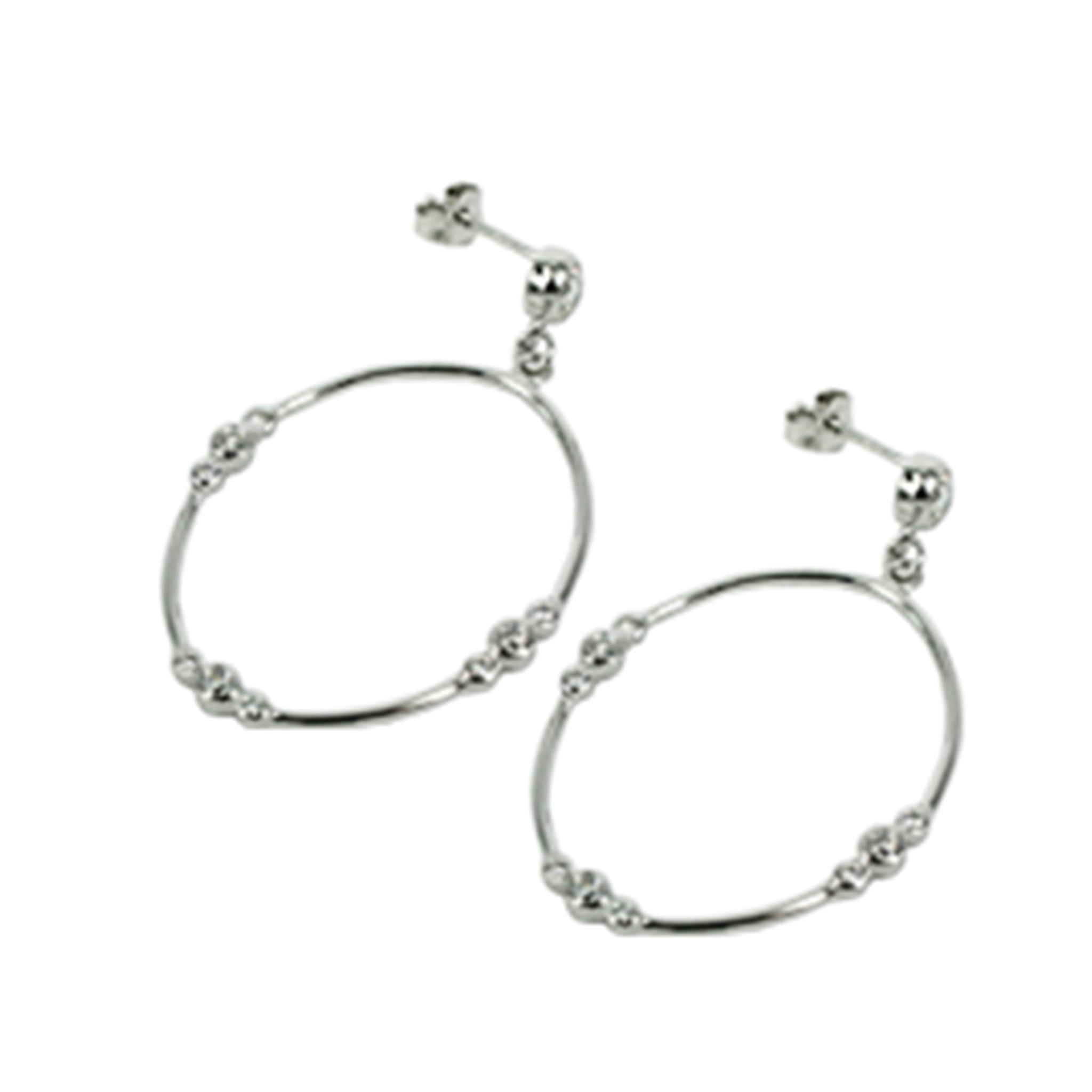 Ear Posts with Ball, Earring Components and Cubic Zirconia Inlays in Sterling Silver 46.34x28mm