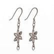 Ear Wires with Flower Earring Components in Sterling Silver 37.6x12.1x1.1mm