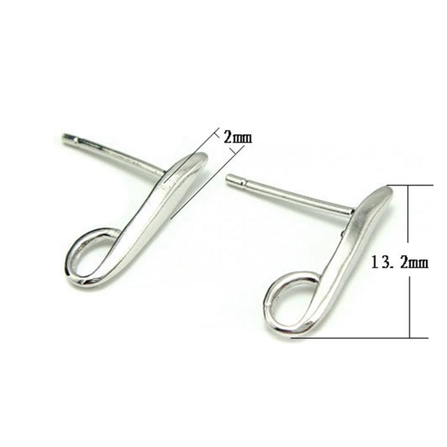 Ear Studs with Loop in Sterling Silver 13.2mm