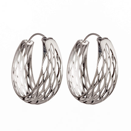 Hoop Earrings in Sterling Silver 32x13mm