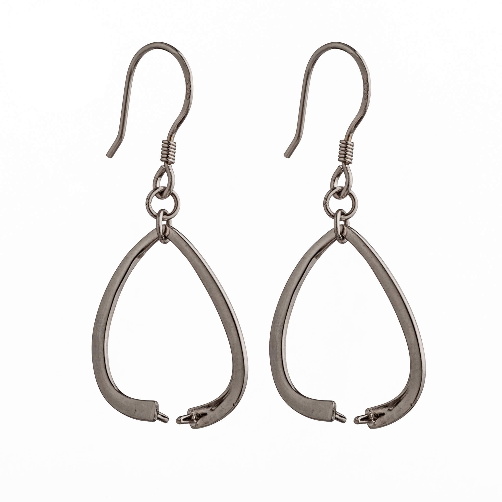 Ear Wires with Pinch Bail in Sterling Silver 38.9x14.6x0.8mm