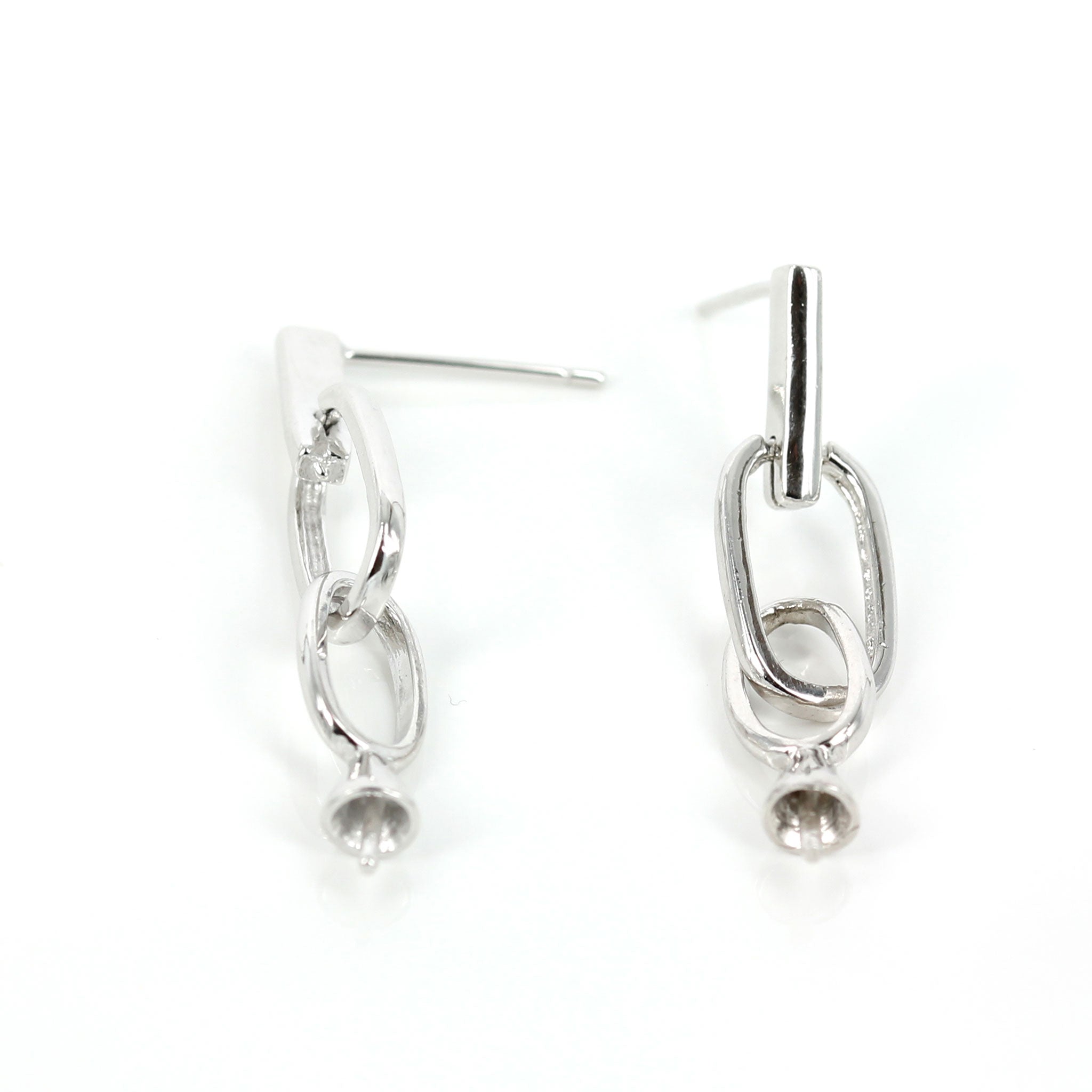 Ear Posts with Rings and Cup and Peg Mounting in Sterling Silver