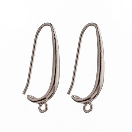 Ear Wires with Tapered Loop in Sterling Silver 23.5x11.9x2.3mm