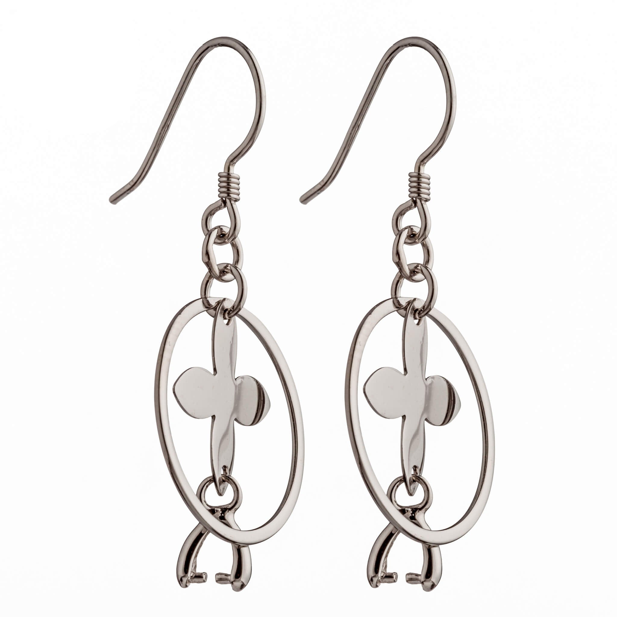 Ear Wires with Earring Components and Pinch Bail Mounting in Sterling Silver