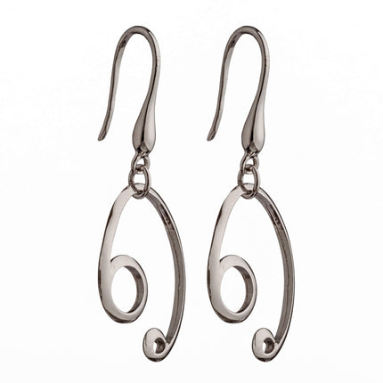 Pear Shape Ear Wires with Earring Components in Sterling Silver 36.5x13.4mm