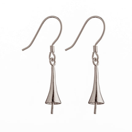 Ear Wires with Cup and Peg Mounting in Sterling Silver
