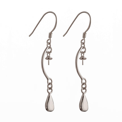 Ear Wires with Earring Components, Chain, and Cup and Peg in Sterling Silver