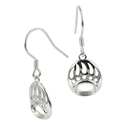 Bearclaw Earrings with Oval Mounting in Sterling Silver for 4x6mm Stones