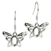 Butterfly Earrings with Oval Mounting in Sterling Silver for 4x6mm Stones