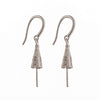 Ear Wires with Cubic Zirconia Inlays and Cup and Peg Mounting in Sterling Silver