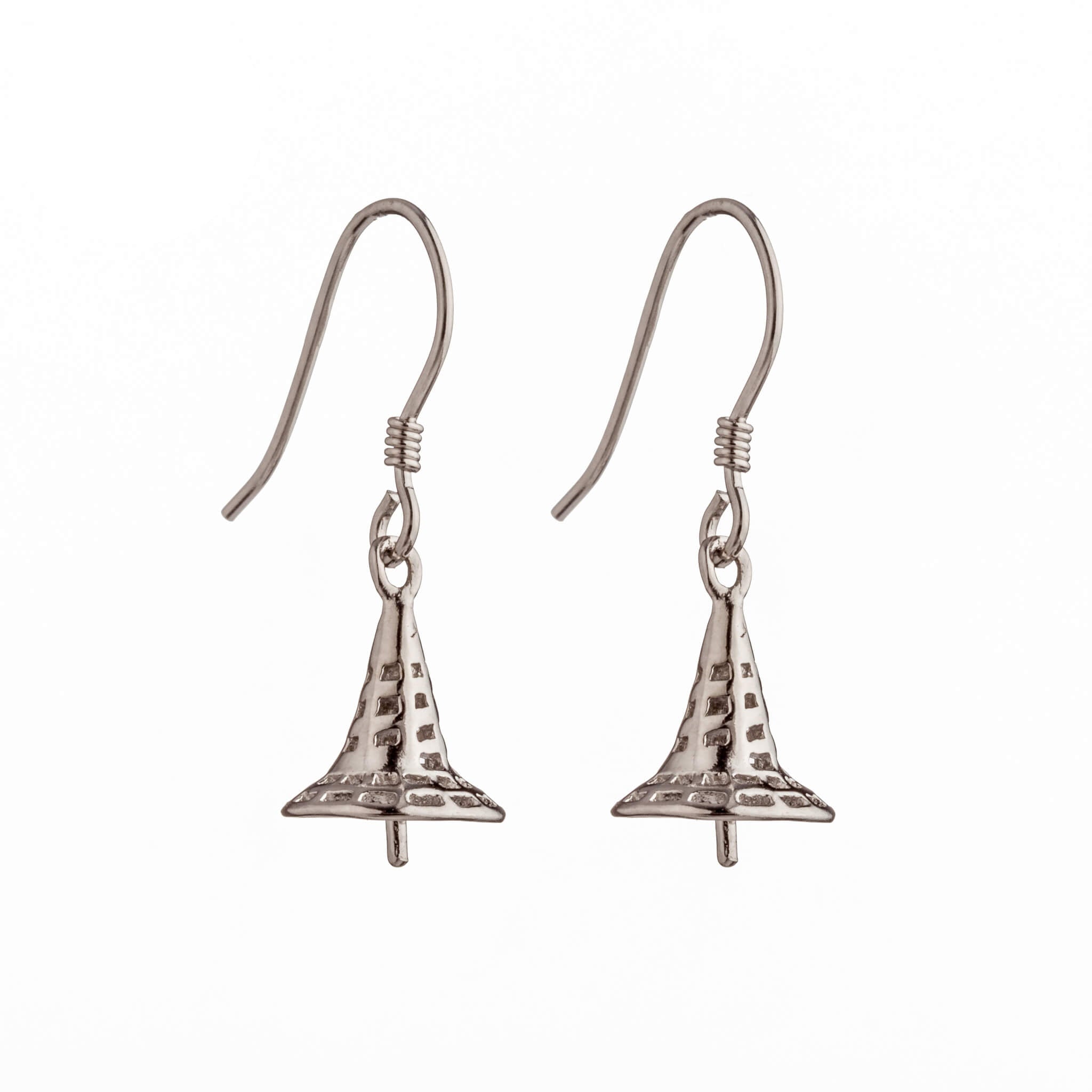 Ear Wires with Cubic Zirconia Inlays and Cup and Peg Mounting in Sterling Silver