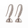 Ear Wires with Cubic Zirconia Inlays and Cup and Peg Mounting in Sterling Silver