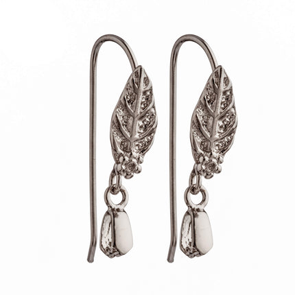Leaf Ear Wires with Pinch Bail Mounting in Sterling Silver