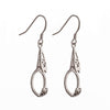 Ear Wires with Earring Components and Oval Mounting in Sterling Silver 9x13mm