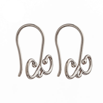Ear Wires with Double-Sided Inner Loops in Sterling Silver 14.6x10.97mm