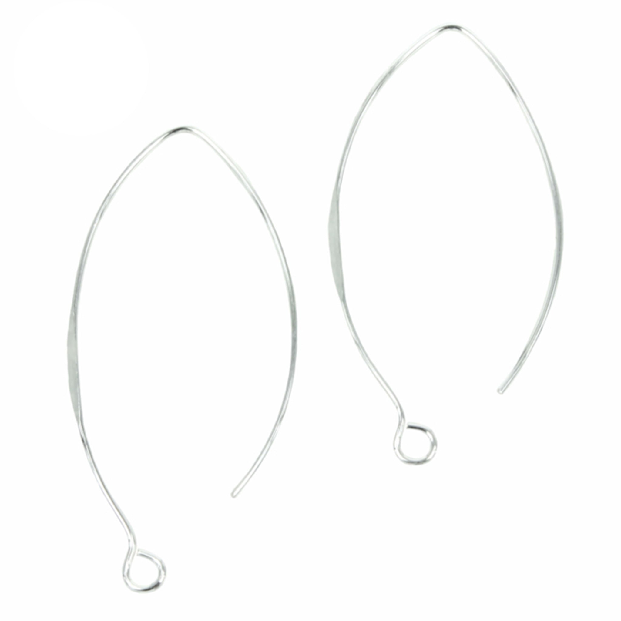 Marquise Earwires in Sterling Silver 40x15mm