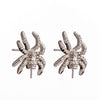 Spider Ear Studs with Cubic Zirconia Inlays and Cup and Peg Mounting in Sterling Silver