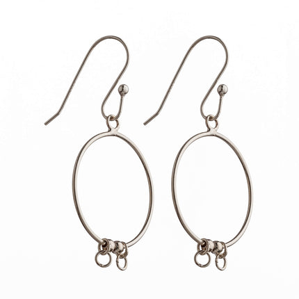 Ear Wires with Earrings Components in Sterling Silver 25.2x21.6mm