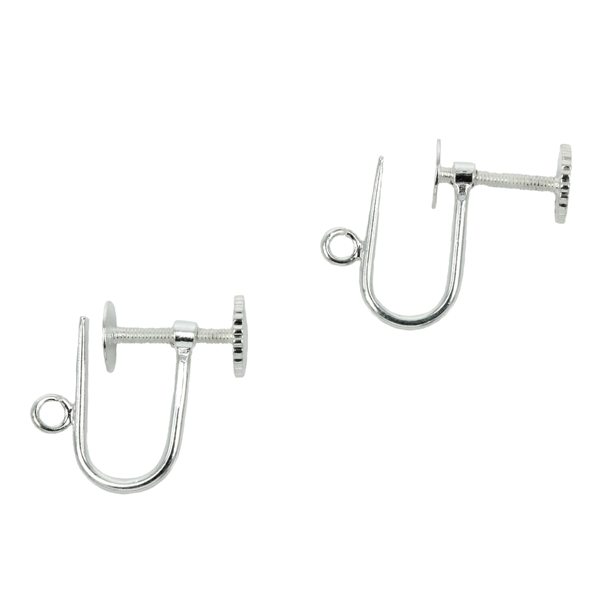Screw-on Earrings with Loop and 2mm Wide Pad in Sterling Silver
