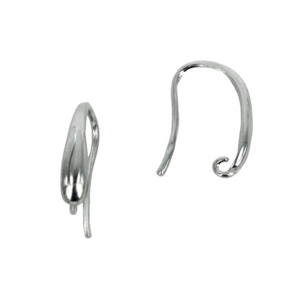 Ear Wires with Long Teardrop and Loop in Sterling Silver 16x3x11mm