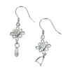 Ear Wires with Pinch Bail and Square Cubic Zirconia Flower Element in Sterling Silver 4.5mm
