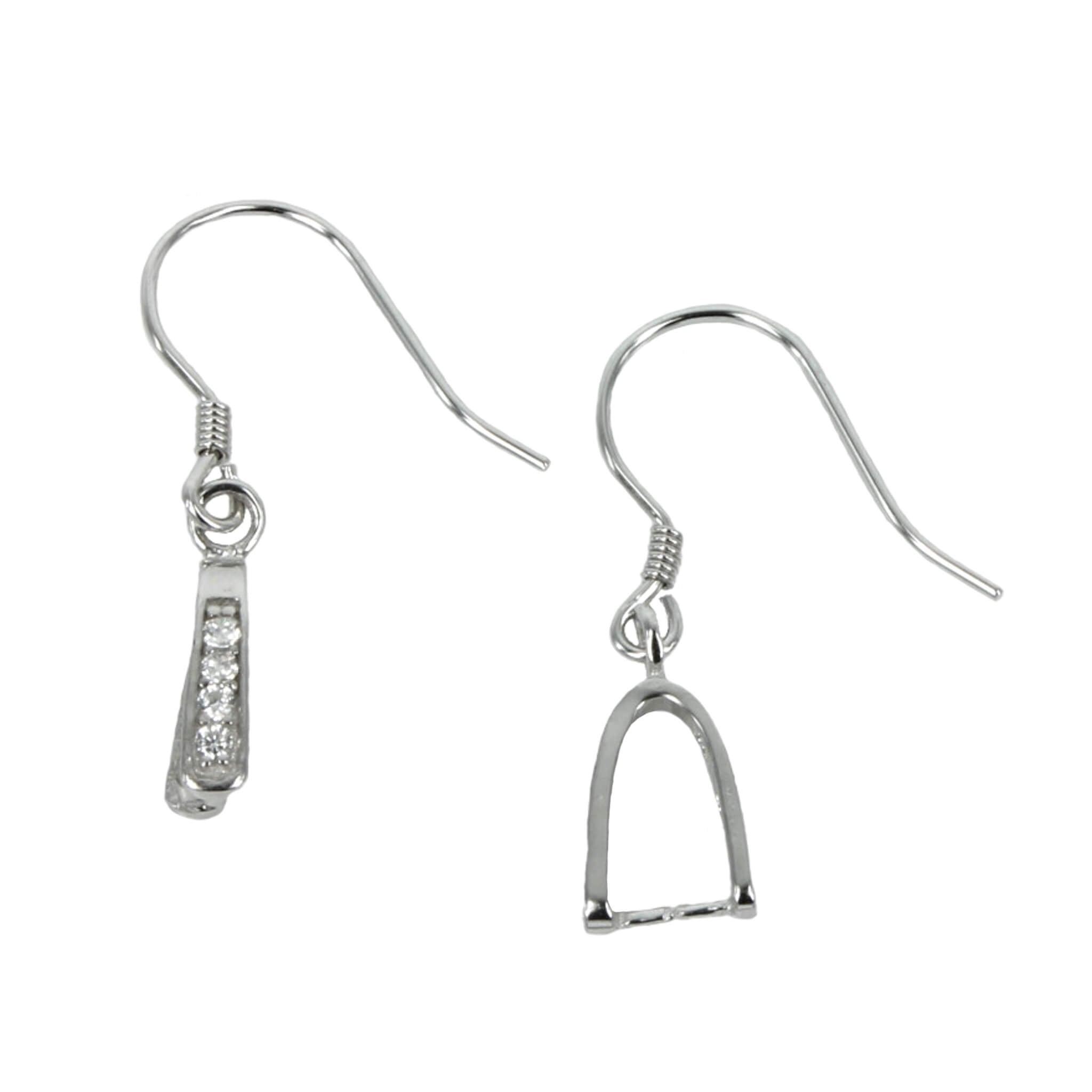 Ear Wires with Pinch Bail Set with Cubic Zirconias in Sterling Silver 5mm