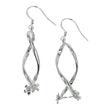 Ear Wires with Ribbon and Flower Pinch Bail Element in Sterling Silver 10mm