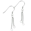 Earrings with Two Chain Dangles with Loops in Sterling Silver 36x3mm