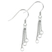 Earrings with Three Chain Dangles with Loops in Sterling Silver 38x3mm