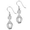 Earrings with Cubic Zirconia Inlaid Oval Setting in Sterling Silver for 5x7mm Stones