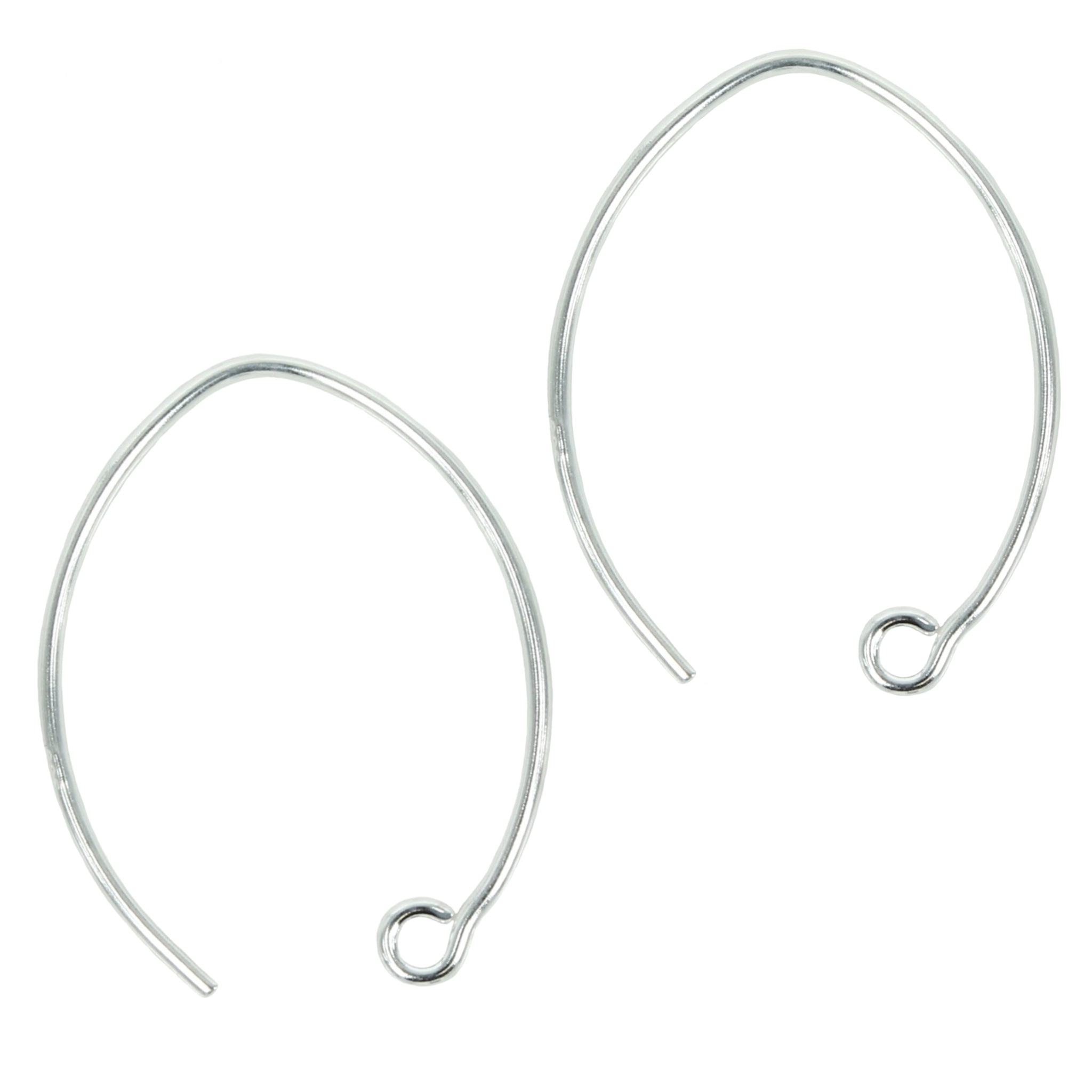 Earwires with Oval Shape in Sterling Silver 25x19mm - 20 Gauge