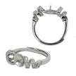 Ribbon Ring with Cubic Zirconia Inlays and Cup and Peg Mounting in Sterling Silver 8mm