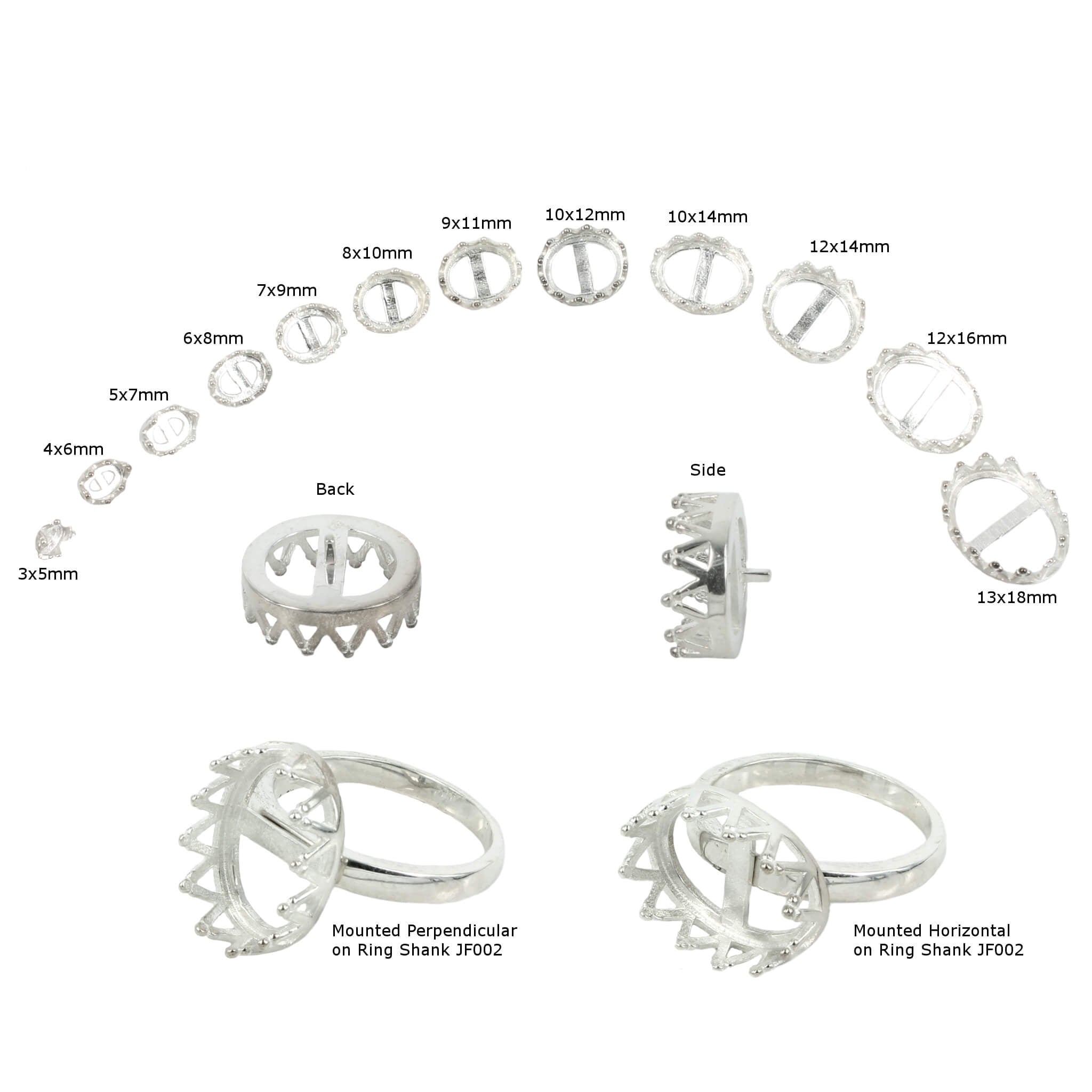 Jeweller Ring Peg Setting Gallery Style Oval Bezel