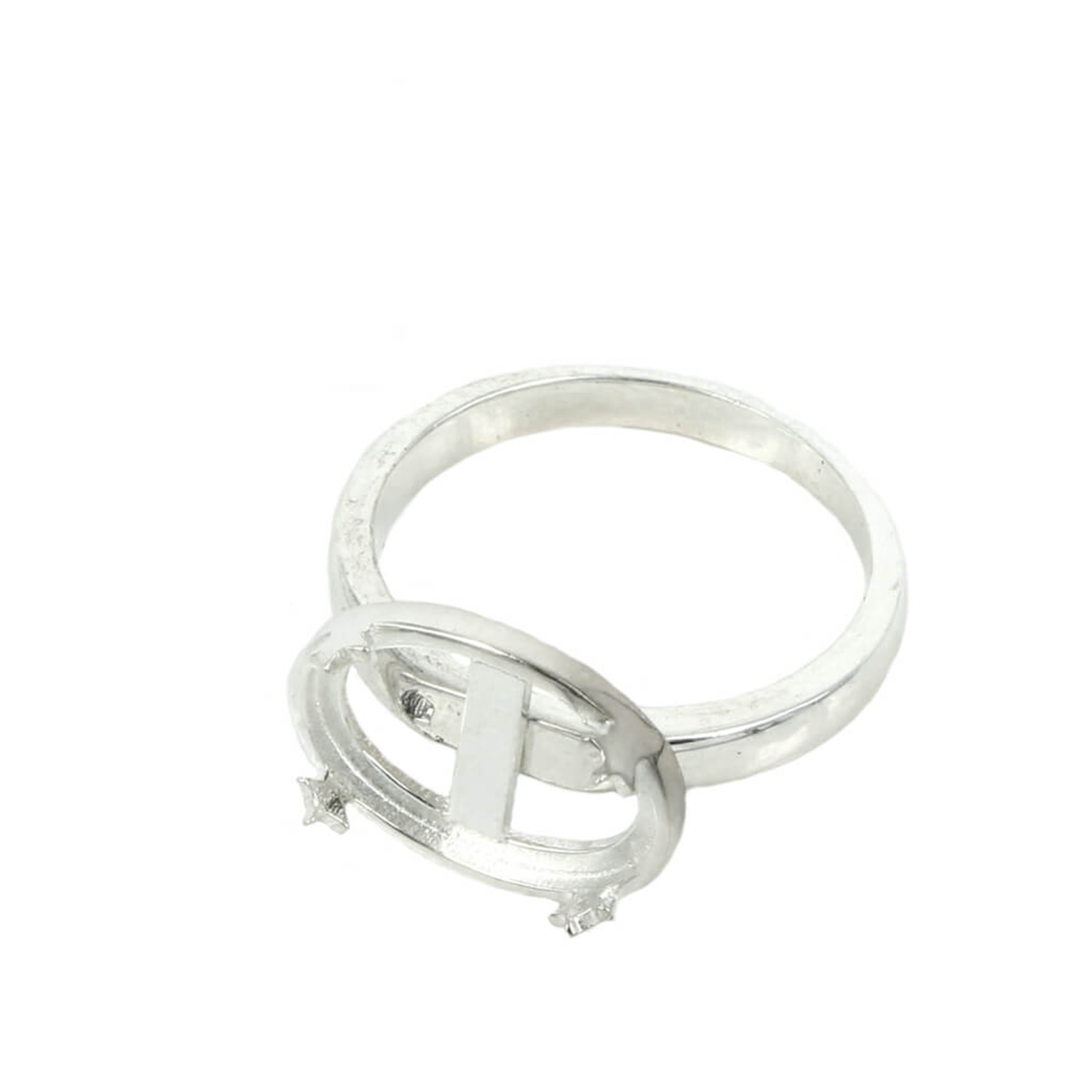 Jeweller Ring Peg Setting Star Tab Style Oval Bezel