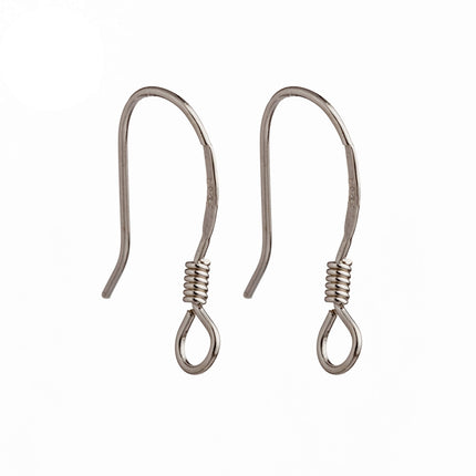 Ear Wires with Coil Wire and Loop in Sterling Silver 12.7x13.6mm 25 Gauge